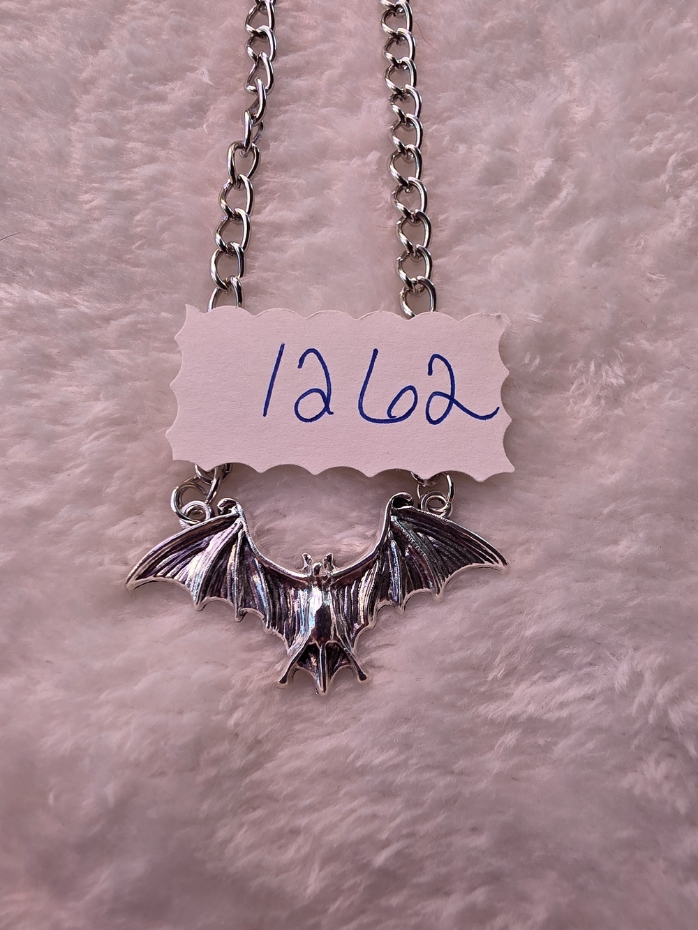 Silver Bat Pendant Necklace Thick Chain